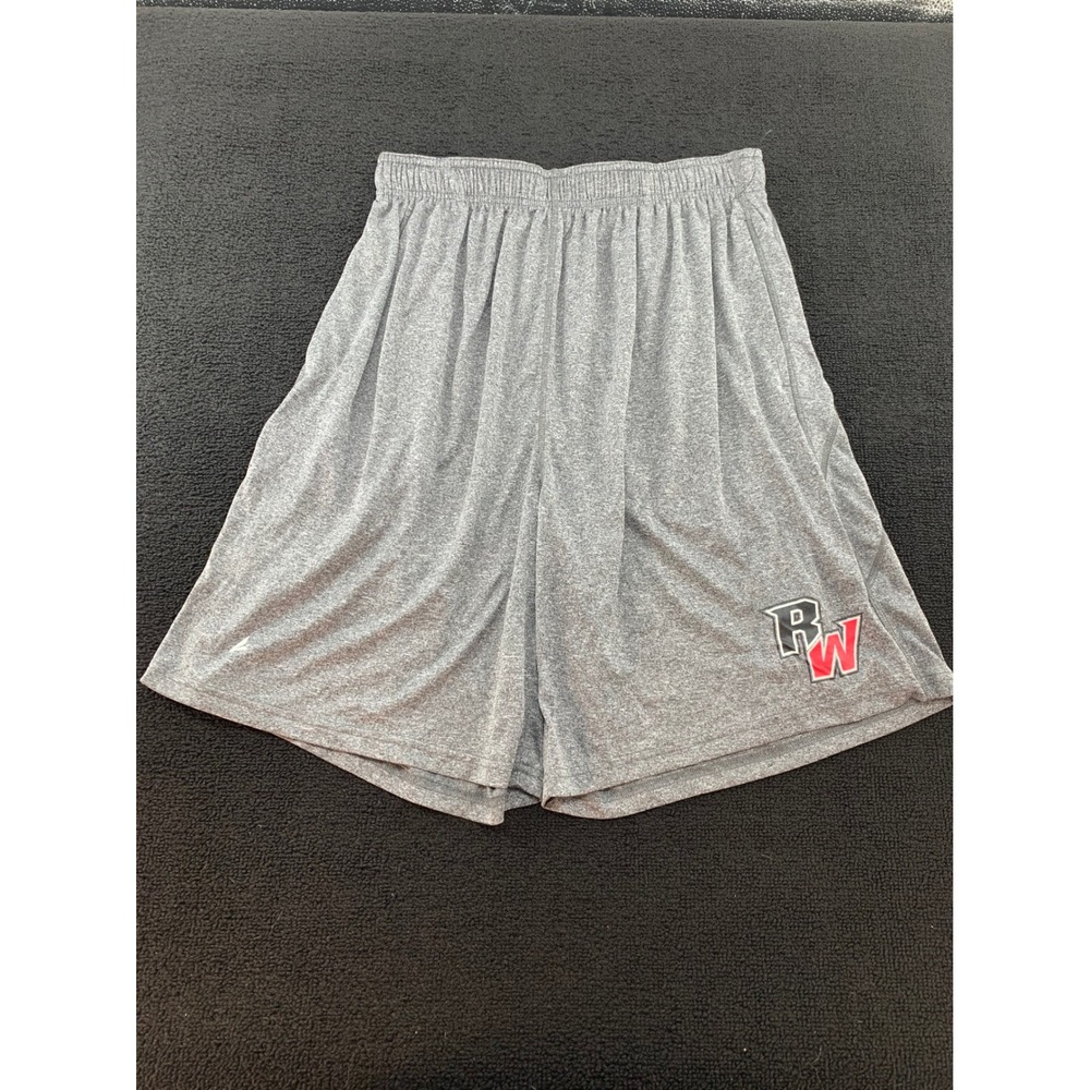 Men's Gray RW Athletic Shorts Performance Polyester Large Gym Workout